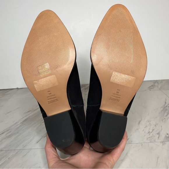 New! Schutz Jacqueline Low Profile Black Suede Bootie 8B - Picture 10 of 11